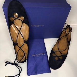 Brand New | Aquazzura Navy Blue Dancer Flats | Size 40.5 | Made in Italy